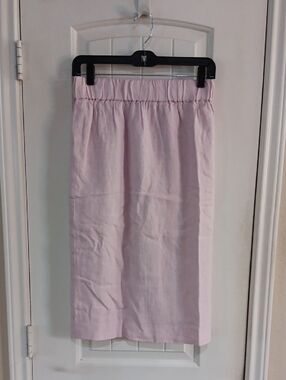 J.Crew 100% Linen Elastic Waist Midi Skirt Pastel Pink 